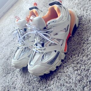 white and orange, black balenciaga